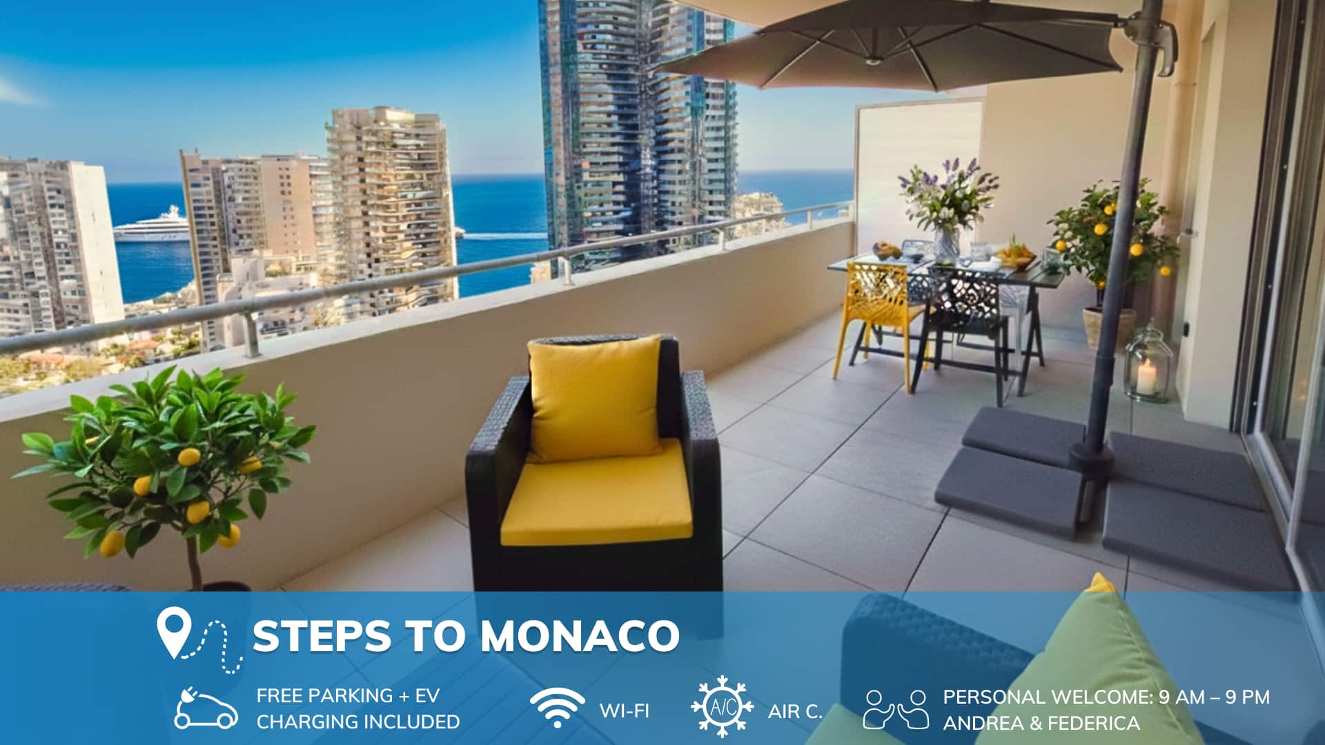 Privilege Monaco, 3 Nations, Sea View, Park EV.