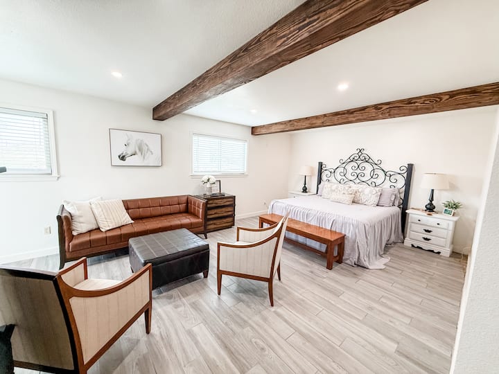 Welcome to your master suite, with an exceptionally comfortable King mattress we receive fabulous reviews on.