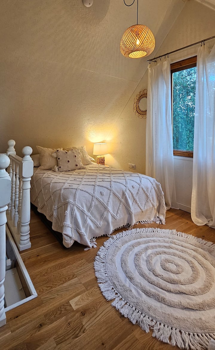 One and a half bed in the loft for transitioning into a sleeping room.