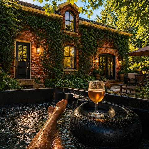 Forest Retreat: Couples Escape w Hot Tub Fireplace