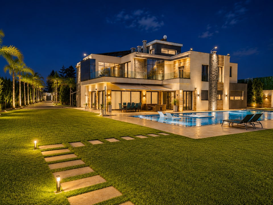 Villa Tamaris at night