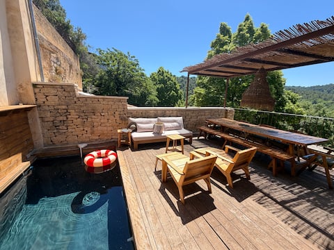 Charming house, pond, panoramic view of Provence