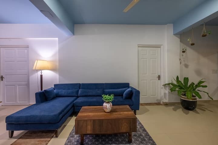 Sofa seating in the living space area.