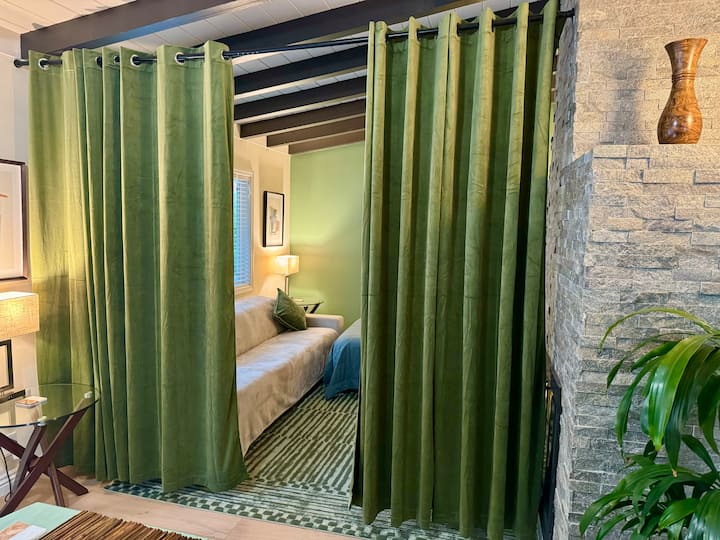 BEDROOM Area #5 Living room 2/Family/TV room converted to bedroom with either full size futon or luxe queen size air materasso both with 4” memory foam topper.