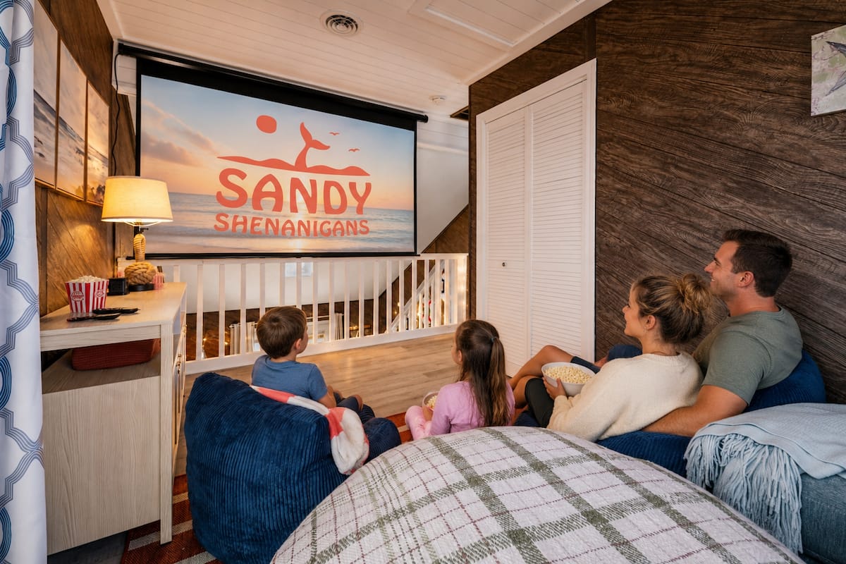 Movie room with projector screen