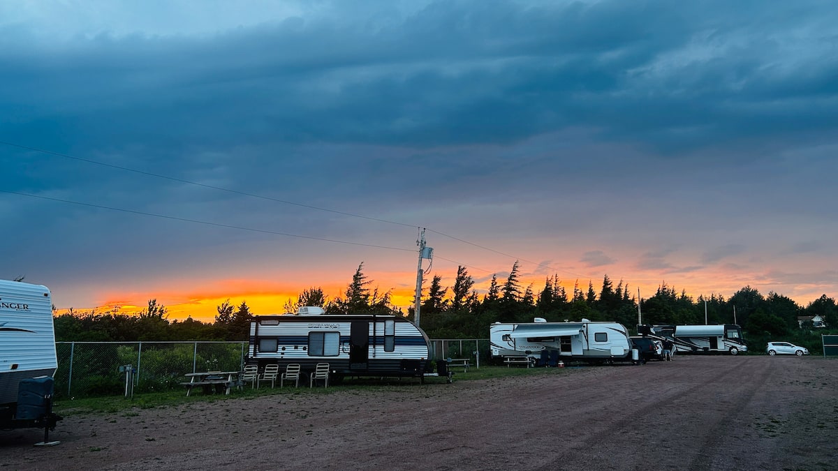 Dramatic sunset sky over the campground