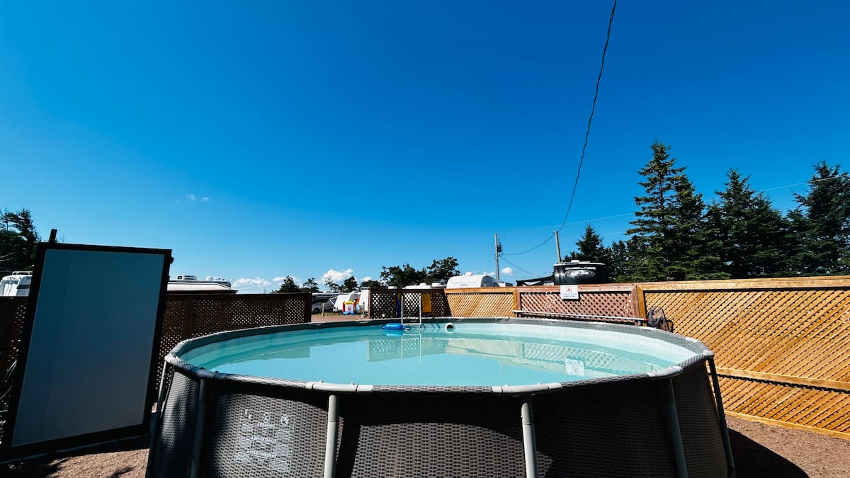 Campground swimming pool on a sunny day