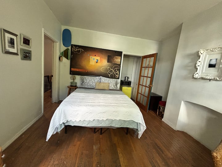 Left door is you entrance in and out of the room