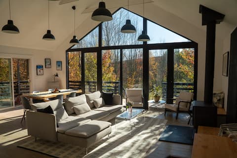 Contemporary Cabin w/ Hot Tub, Lake & Fireplace