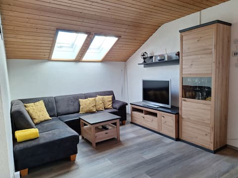 Cozy attic apartment with well-equipped kitchen and beautiful bedroom with balcony in the heart of F