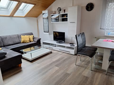 Cozy attic apartment with well-equipped kitchen and beautiful bedroom with balcony in the heart of F