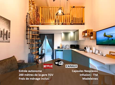 Cozy & quiet / private terrace / 200m TGV station