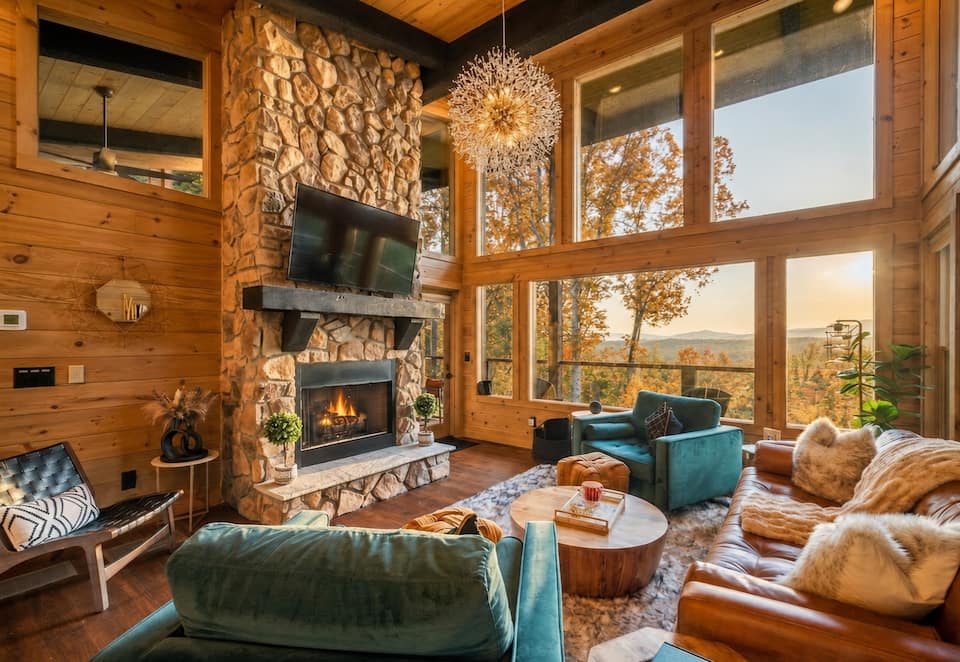 Boujee Lodge, with long-range Blue Ridge views, Blue Ridge, Georgia, USA, photo 5 of 10