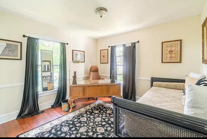 Third bedroom with two singles trundle bed, plus office space.