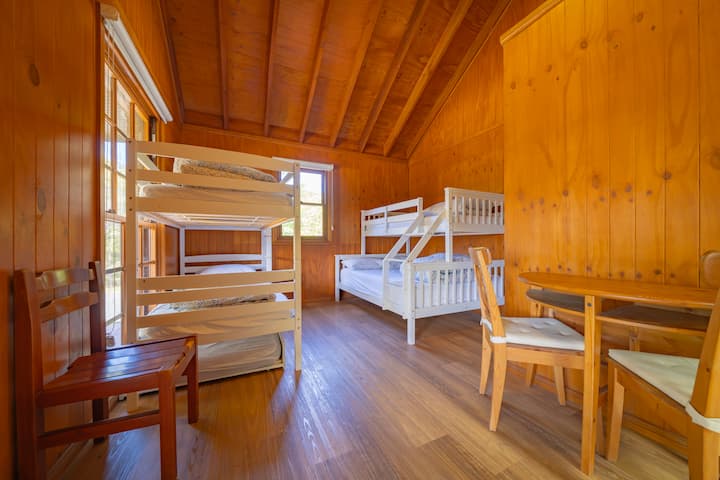 The 'bunkhouse' is a semi-attached granny flat with sleeping for up to 6, ensuite bathroom and seating area.