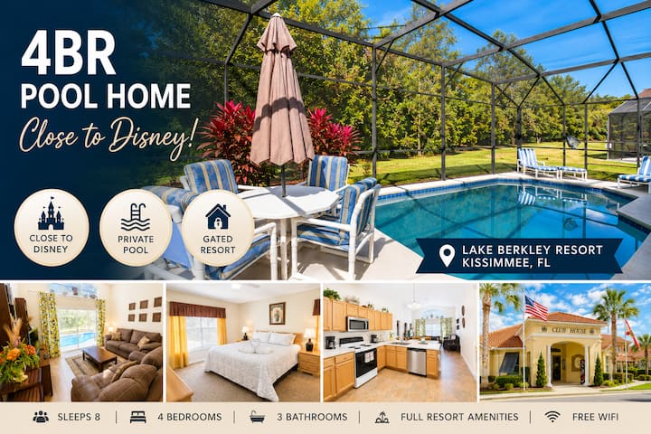 Lake Berkley- (1059lb) - 4br 3ba Pool Home, 2 Master Suites, Gated Resort - Kissimmee, FL