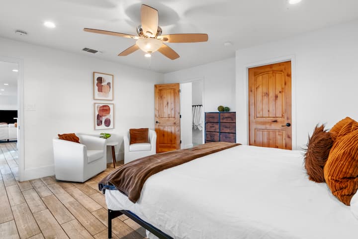 This is one of the most comfortable mattresses you'll ever sleep on. We believe in a comfortable night sleep! The master bedroom is amazing!