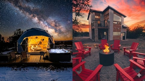 ModernCabin+GeoDome w/ HotTub*FirePit*Deck*Views