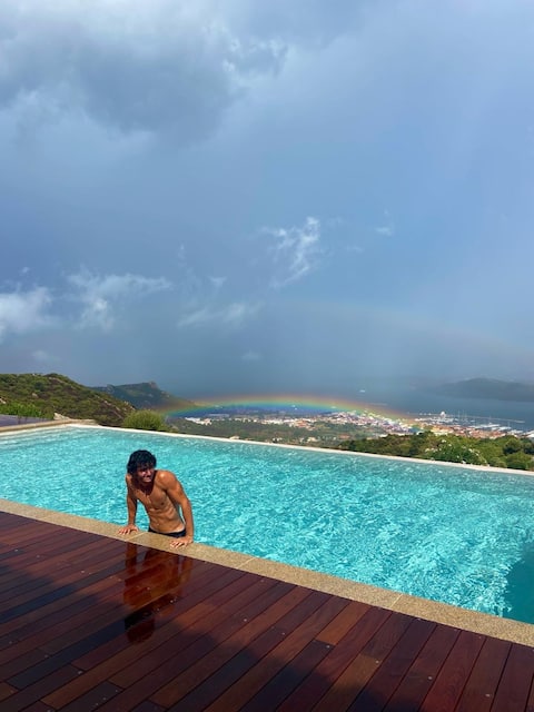 Villa Amaca heated pool with breathtaking views