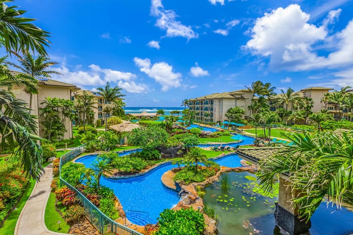 Waipouli Beach Resort Exquisite Beautifully Decorated Extra Large Luxury Direct Ocean & Pool View D310! - Kauai, HI