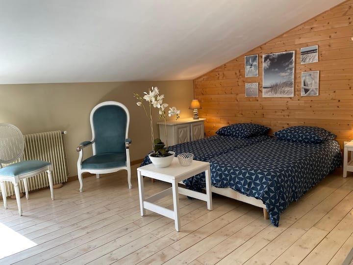 Chambre Bleue Dans La Maison Lynette - Pibrac