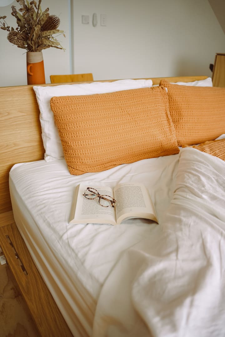 Restful sleep awaits in our Eva bed and mattress.