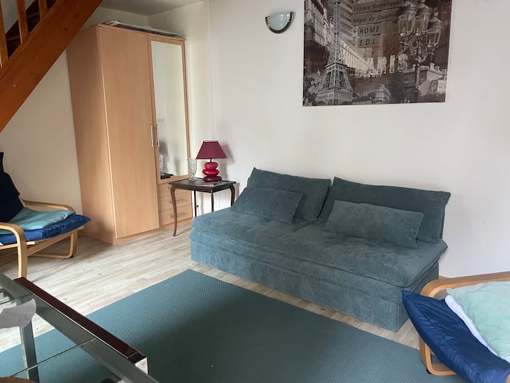 sala: con un sofá cama que se convierte en una cama de 160 cm.