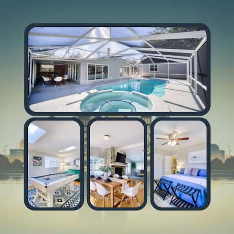 ~Billiard Abode_Sleeps 12_Heated Pool & Spa~