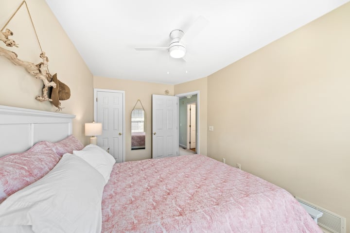 New queen bed.  Walk-in closet.
