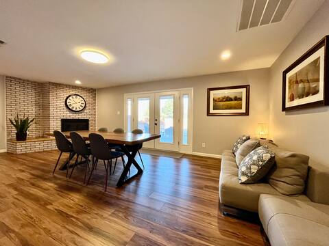 Spacious 4 bedroom home with indoor fireplace.
