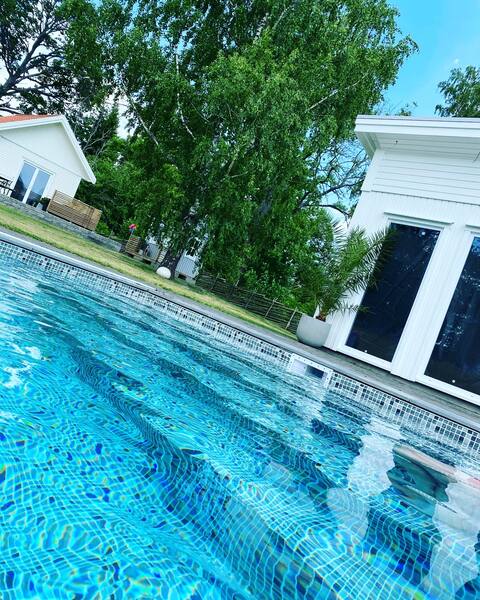 Some pool house on horse farm