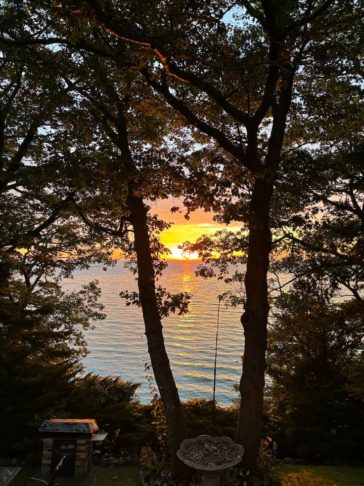 Lake Huron Beachfront Cottage with View and Sauna