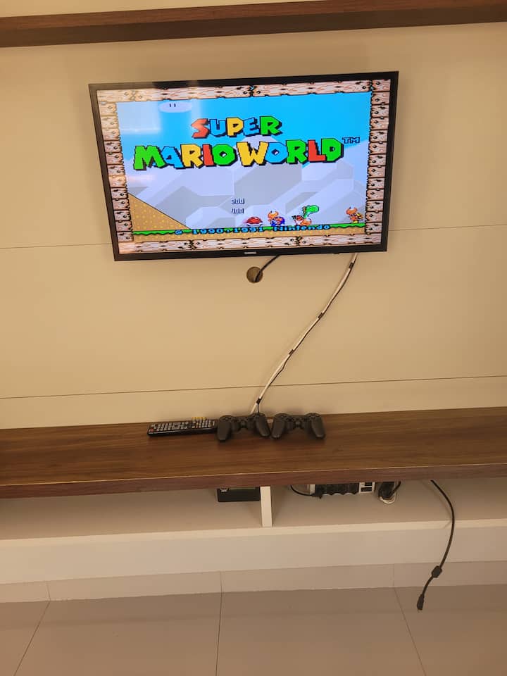 Ofrecemos un videojuego con dos mandos para una diversión completa.