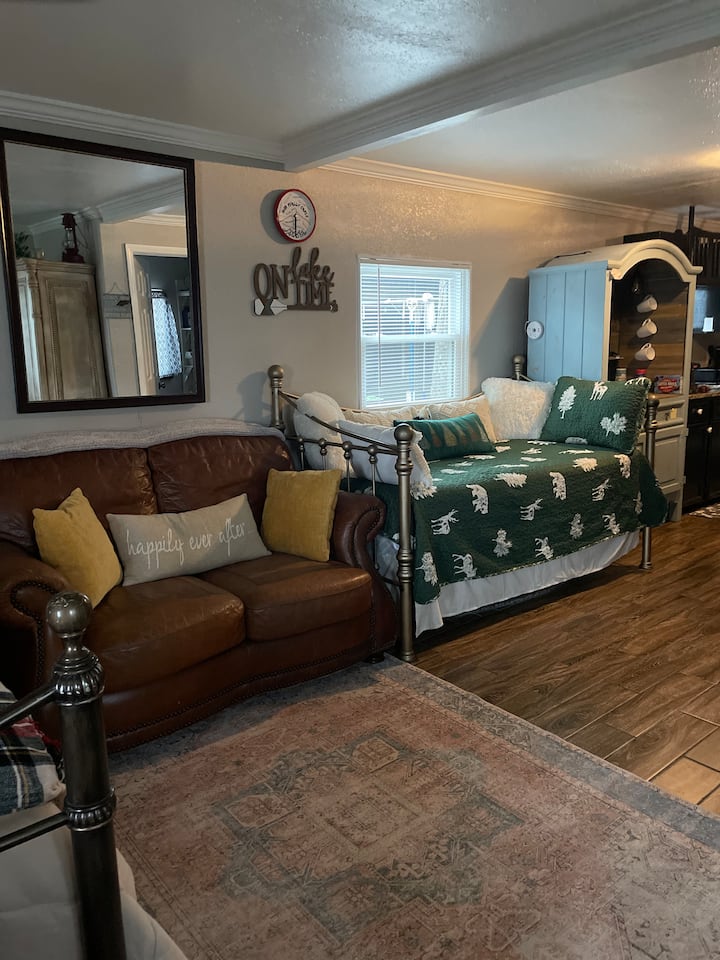 Small seating and daybed. 