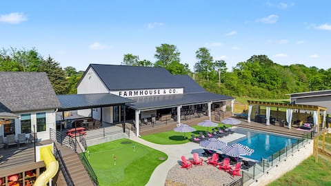 FarmHouse & Co. -Pool, golf, game room, playset