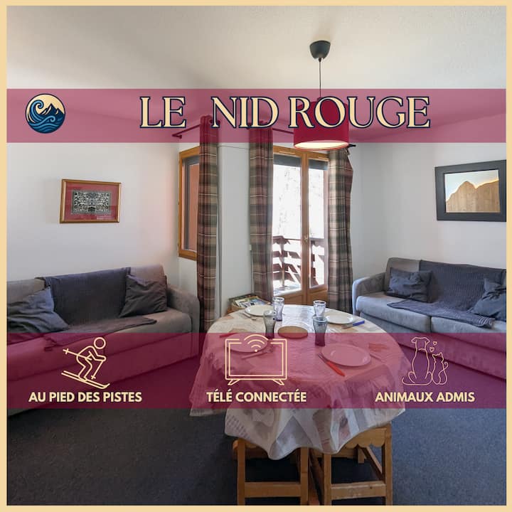 Le Nid Rouge T2 Balcon & Vue Ski 100 M - Risoul