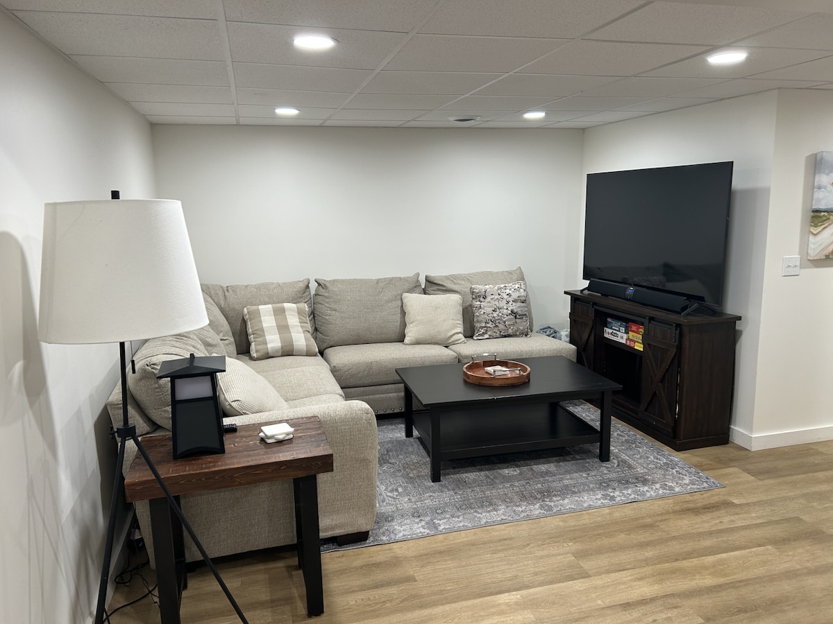 Sectional with pull out sleeper for kids and 60" TV