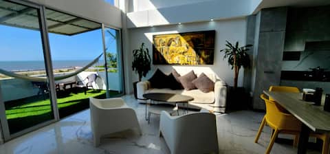 Penthouse Loft-A/C-with sunset and ocean view