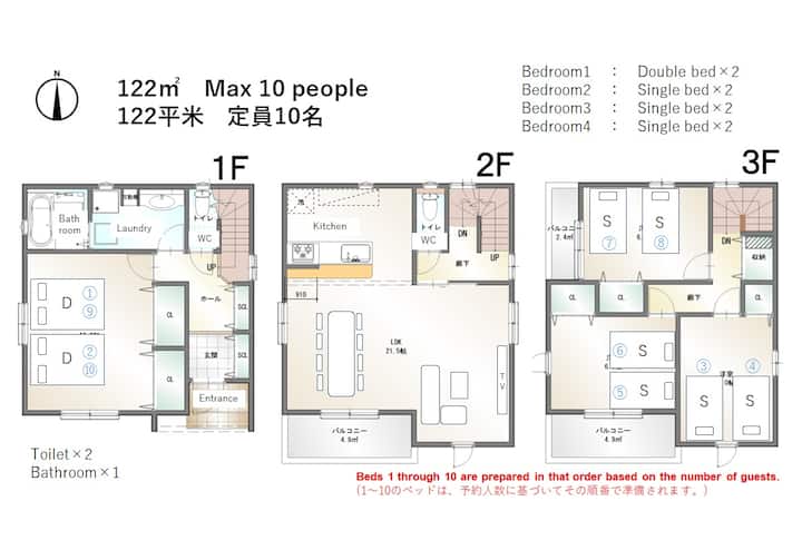 2025年６月リニューアル！寝室4部屋！定員10名の戸建て住宅/敷地内無料駐車場2台！ - Nagoya