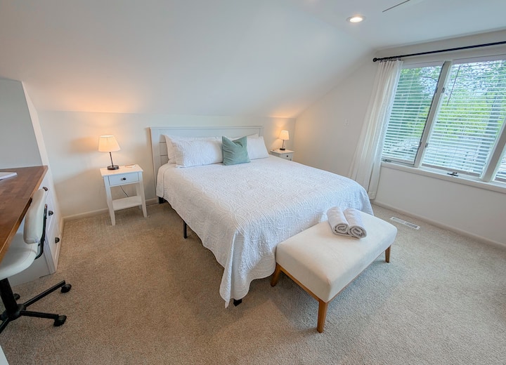 Very spacious primary bedroom with comfortable king size bed!