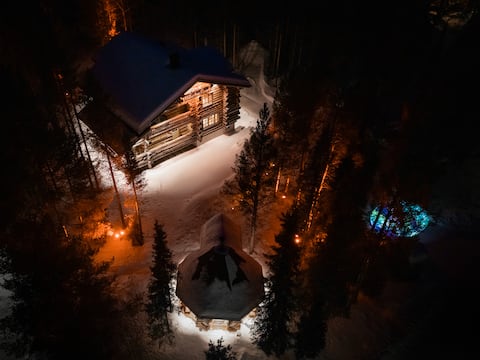 Cosy private 8 Bedroom Kelo Chalet and grill cabin