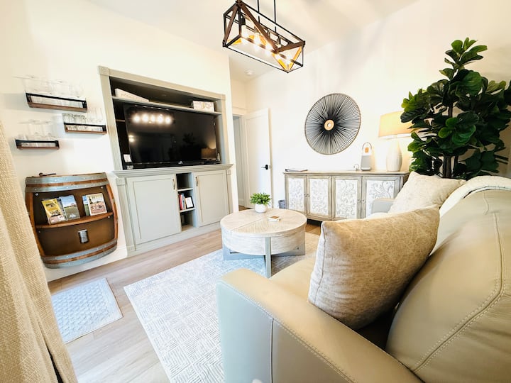 Catch up on some business or just watch one of your favorite Netflix specials on this 55" smart TV.  This room has a soft leather sofa with pull out queen memory foam bed. You will find a mini fridge and microwave in the entertainment center