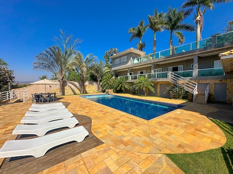 Magnificent view with huge pool and field