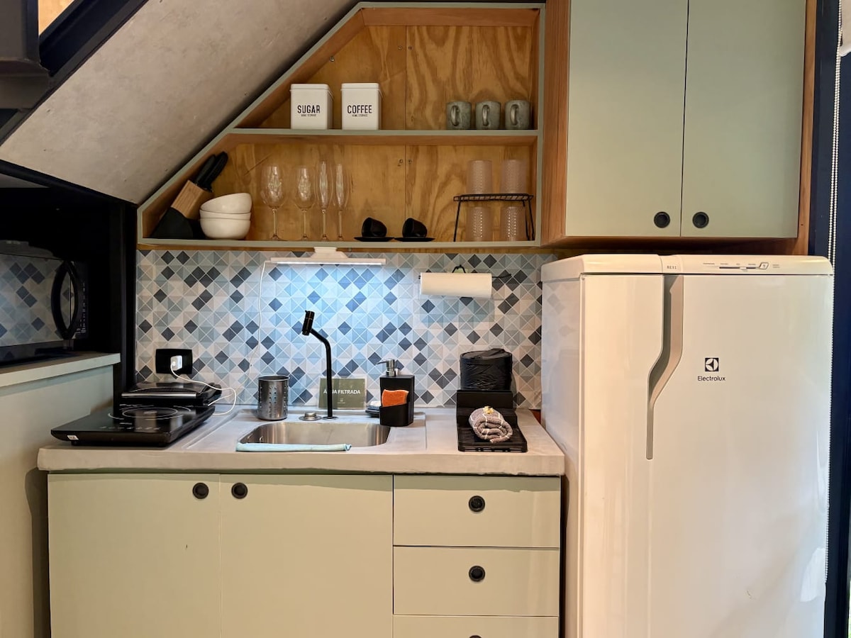 Full kitchen image 2 at Casa Natu Ilhabela Studio Portinho with Jacuzzi in Ilhabela