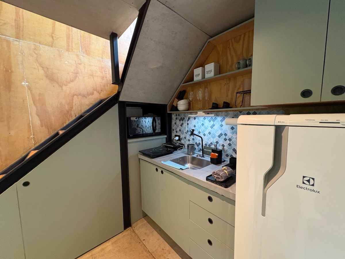 Full kitchen image 1 at Casa Natu Ilhabela Studio Portinho with Jacuzzi in Ilhabela