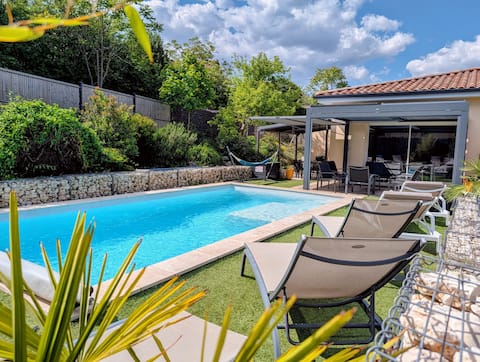 Villa des papillons de dugradus heated pool
