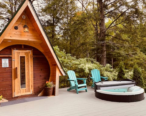 Serene Log Cabin in the Forest|Sauna|Dual Spas