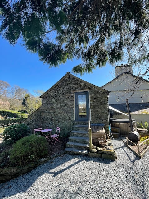 Hot tub hideaway in Beatrix Potter’s village.