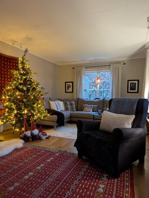 Nice house with a fireplace in the middle of nature