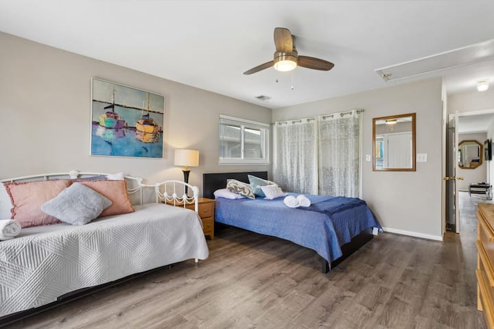 The front bedroom has options for sleepers! A full, twin bed, and a trundle twin. Please keep the occupancy rules in mind per bedroom.